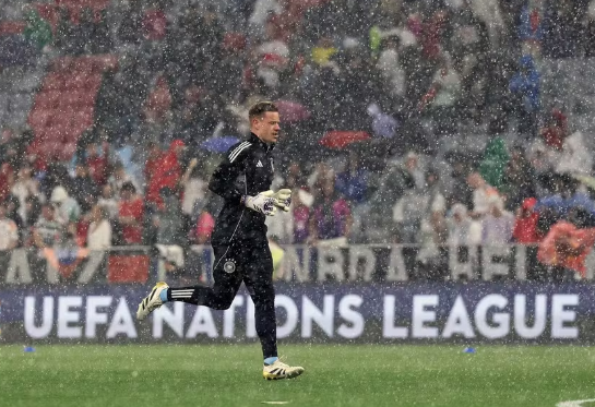 Chuva de granizo paralisa aquecimento de Alemanha e Portugal na Liga das Nações; assista